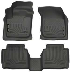 Ford Fusion Floor Liners - Front + Rear - Husky Liners - WeatherBeater Combo - Black - `13-`16